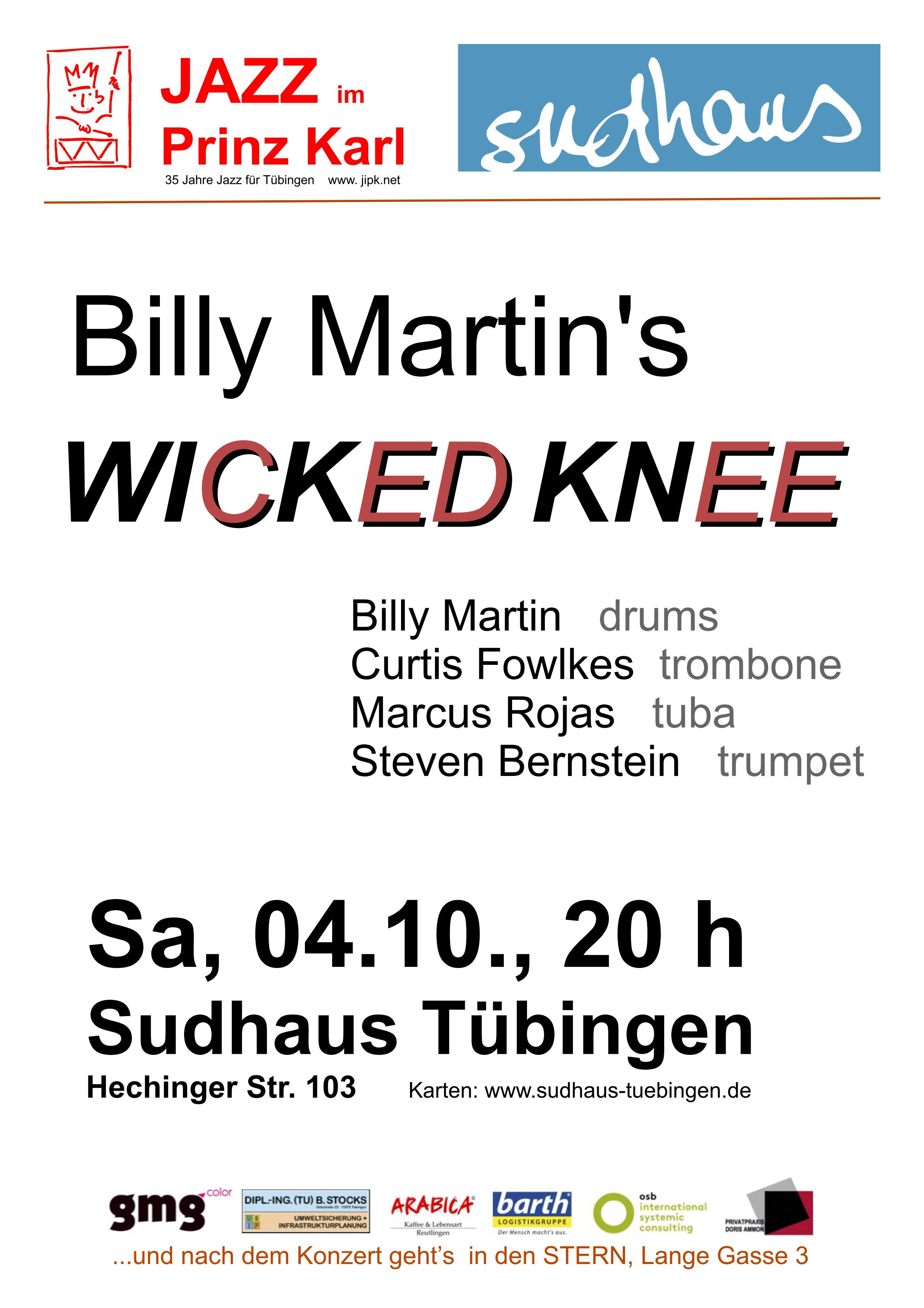 Jazz Konzert mit Billy Martins Wicked Knee
